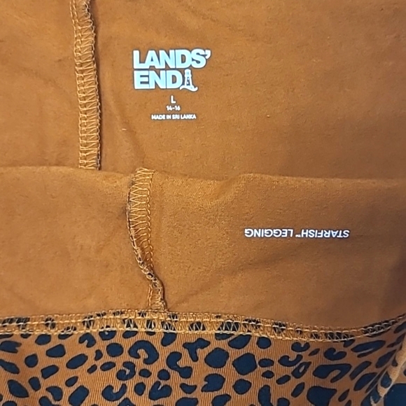 Lands' End Starfish Ankle Legging Leopard Print Mid Waist Rise Crop Yoga Pants - Picture 10 of 17